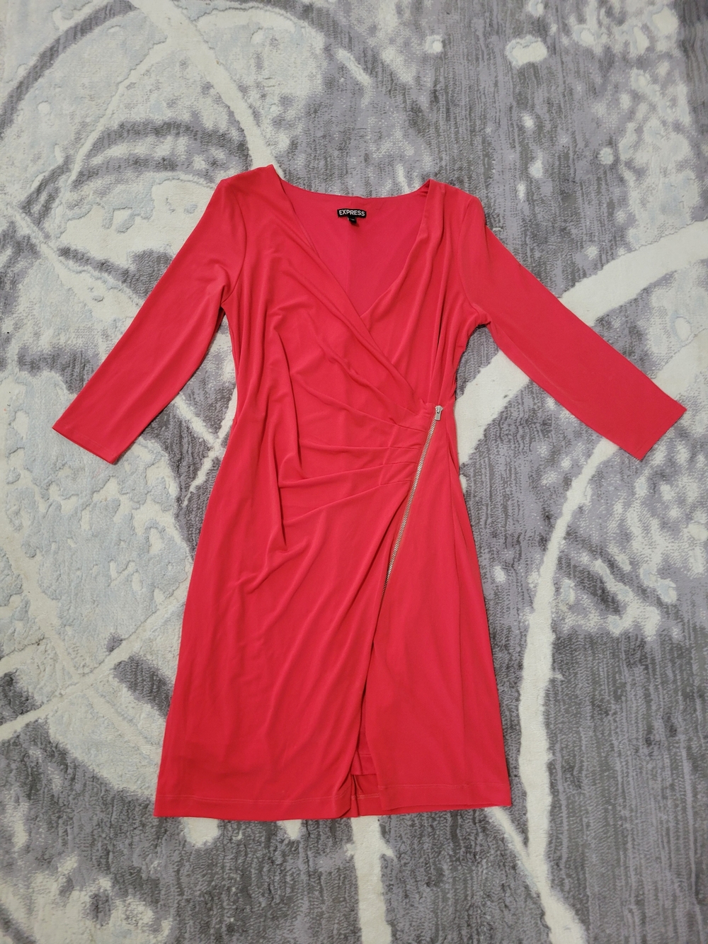 Express Coral Long Sleeve Sheath Dress Size S